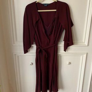 Ralph Lauren Silk Burgundy Cape Dress